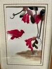 Vintage Shadow Box Red Cardinal Bird Flowers Feather Art Wall Hanging Nature Art