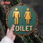 2d Retro Metal Wall Sign Rustic Round Plaque Home Bar Toilet Bathroom Room Decor