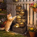 Outsunny 28  Outdoor Fountain With Led Lights  Waterfall  Resin Garden Fountain