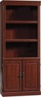 Cherry Finish 5 Shelf Bookcase Doors Bookshelf Book Case Shelves Hidden Storage