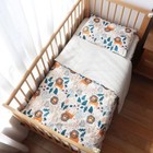 100  Cotton Crib Bedding Set For Baby Boys Girls 3 Pcs Baby Bed Linen Beige