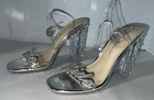 Blue By Betsey Johnson Bride Barie Embellished Glitter Heel Clear Sandals Size 7