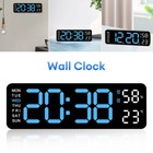 Digital Led Mirror Wall Clock Alarm Temperature Humidity 9  Large Display Night
