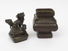 Antique Chinese Bronze Foo Dog Incense Burner Censer 10 5  Tall