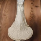 David   s Bridal Ivory Lace  Tulle   Satin Strapless Gown corset Back   Train guc 