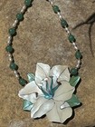 Lee Sands Inlay White And Green Mop Flower Necklace