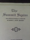 Vintage The Summit Squire Restaurant Menu 359 Springfield Ave Summit N j 