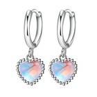 925 Sterling Silver Moonstone Heart Crystals Stud Earrings For Women Elegant