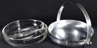Vintage Chase Usa Chrome Art Deco Divided Candy Dish Basket Handle Glass Insert