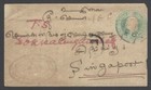 Straits Settlements Singapore  4  Charge Mark On 1908 Underpaid Cover From India