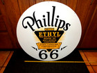 Vintage 25 In Phillips 66 With Ethyl Gasoline Corporation Adv  Sign Metal - C 43