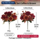 2 Bundles Fall Artificial Flowers Bouquet Fake Peony Silk Chrysanthemums Autumn