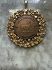 Vtg 1980 Pseudo  gold  Fyngoud Krugerrand South Africa Pendant Coin Token