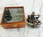 Handmade Wooden Box Marine Collectible Brass Nautical Sextant   German Astrolabe