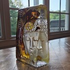 Susan Gott Phoenix Studio Cast Art Glass Block Sculpture Spirit Weight Buddha