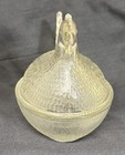 Vintage Indiana Clear Glass Hen On Nest Large 7  Nest Covered Dish Candy Trinket