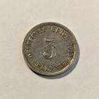 Wwi Era German Empire 5 Pfennig Coin 1873-1914