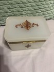 Beautiful Vintage French Or Italian White Opaline Glass Dresser Or Jewelry Box