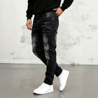 Men s Black Washed Distressed Skinny Jeans  Ripped Slim Fit Denim Pants