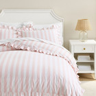 Potterybarn Cabana Stripe Ruffle Duvet Cover Pink F q   2 Standard Shams