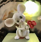 Vintage Set Of 3 Miniature Bone China Mouse Figurines Japan Excellent 