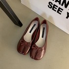 Women s Faux Leather New Split Toe Mid Heel Ballet Court Bowtie Shoes Size
