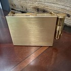 Vintage Art Deco Gold Tone Cigarette Lipstick Compact Case Vanity Make Up Purse