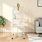 Dual-opening Roof Bird Cage With Pull-out Tray And Storage Shelf White Standard