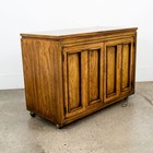 Mid Century Modern Bar Cart Cabinet Server Expanding Top Storage Rolling Mcm