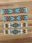 4-mini Multicolor Patterned Beaded Strip Native American Design Approx 10  X 2   