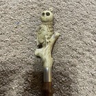 Vintage  Shoe Horn With Owl Finial Wooden Segmented Handle   Rare Find 