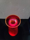  Red Crackle Glass Deco Bottle  Rainbow Glass  Blenko  Amberina Cadmium Vintage 