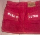 Rare Vintage Von Dutch 90   s  Denim Mini Skirt - Size Xs Red