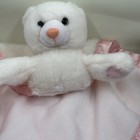 My Banky Lovey Baby Security Blanket Bear Kisses Plush Pink Nylon Satin