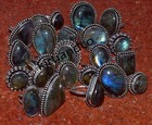 Flashy Labradorite Gemstone 925 Sterling Silver Plated Wholesale Lot Rings