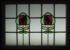 Floral Old English Leaded Stained Glass Window Transom 28  X 20 25 