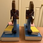 Vtg Wooden Teddy Bear Bookends  The Book Of Bears Handcrafted By Robert Whichard