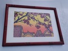 Vtg Framed Katsuyuki Nishijima Japanese  Woodblock Print  evening Sun 