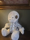 Fao Schwarz      13  White Teddy Bear Sliver Puff Hoodie Jacket Plush Stuffed Nwt 