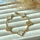 Vc   Arpels Vintage Alhambra Bracelet Diamond Mop 5 Motifs Yellow Gold