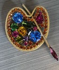 Weiss Artist Painters Palette Brooch Pin Colorful Rhinestone Sign 1 5   