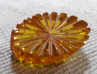 Large Antique Bakelite Oval Shape Carved Button Applejuice Tested 1-1 2  Inch