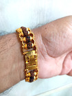 5 Mukhi Rudraksha Bracelet With Designer Gold Plated Caps Energized