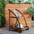 Linon Chandler Acorn Finished Acacia Wood Outdoor Bar Trolley Three Bottle
