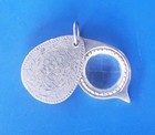 Vintage Silver Tone Folding Jeweler   s Loupe Magnifier Pendant   Keychain 