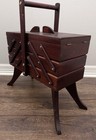 Vintage Wood Sewing Box Accordion 3 Tier Fold Out Chest - Mid Century Modern