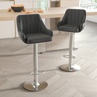 Set Of 4  Bar Stools Swivel Adjustable Counter Kitchen Leather Back Pub Chairs