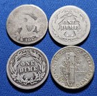 Silver Dime Type Lot  Capped Bust To Mercury   1835-1938 