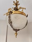 Antique French Bowl Chandelier Brass Details 1 E27 Bulb 1960s
