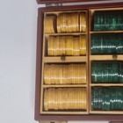 Vintage Bakelite Catalin Swirl Poker Chips  Leather Case Red Green Butterscotch